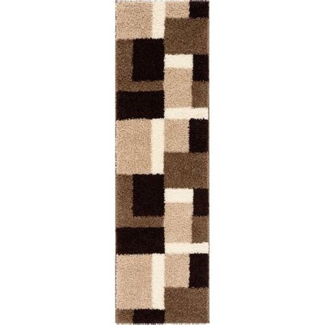 Well Woven Madison Shag Cubes Beige Brown 2 Ft 3 In X 7 Ft 3 In