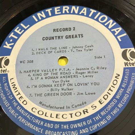 Country Greats Ktel Various Artists Records Set Wc Vg Etsy