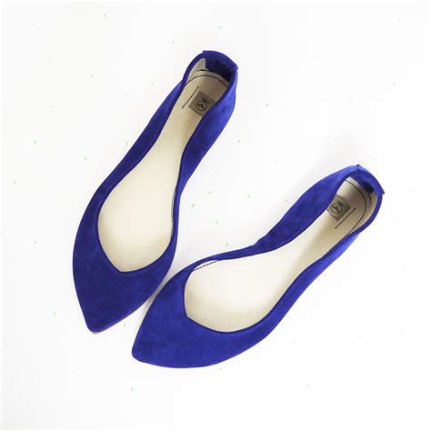 Pointy Flats In Royal Blue Leather — Ele Handmade Shoes
