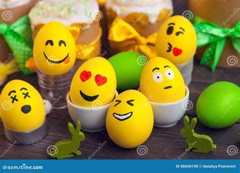 Easter Eggs With Smiley Faces Stock Photo Image Of Pair T 88600198