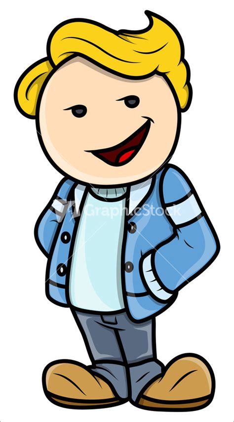 Stylish Cute Teen Boy Vector Cartoon Illustration Stock Image