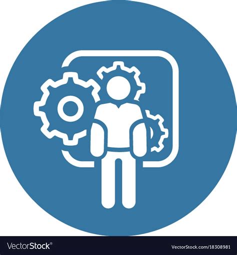 Mechanical Engineering Icon Man And Gears Vector Image