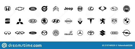 Collection Of Popular Car Brands Automobile Logo White Background