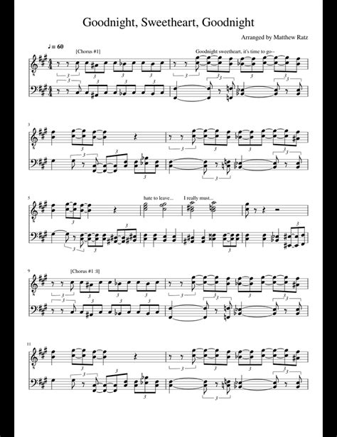 Goodnight Sweetheart Goodnight Sheet Music For Piano Download Free In Pdf Or Midi