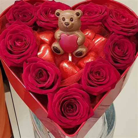 Especially in places with only one florist's shop, getting any flowers at all for valentine's day is going to be a gamble. Heart with red rose and chocolate #send_flowers_online # ...