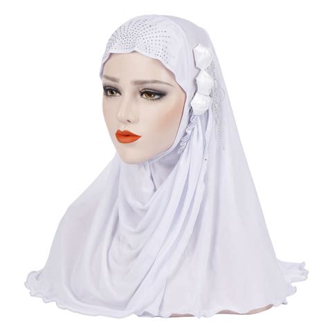 one piece muslim hijab flower headwrap shawl full cover amira cap headwear scarf ebay