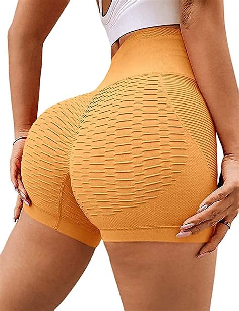 buy xishiloft womens compression yoga shorts butt lifting textured high waist running athletic