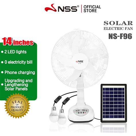 Nss Solar Fan 14 Rechargeable Fan 5w Solar Panel Solar Electric Fan