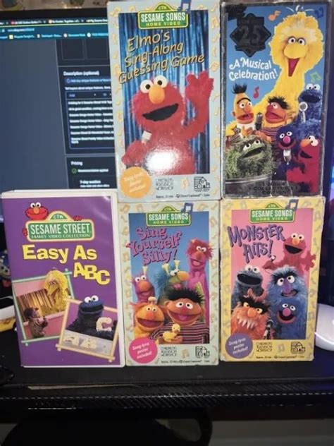 Sesame Street Songs Vhs Tapes Lot Of 5 Elmo Ernie Bert Big Bird