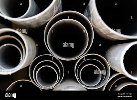 Random Full Frame Circles Design Made By Ends Of Pvc Pipes Stock Photo