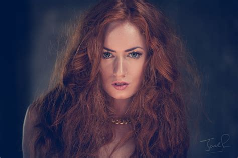 Wallpaper Face Women Redhead Model Long Hair Blue Nose Jack