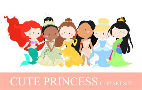 Cute Princess Clip Art Set Photoshop Graphics ~ Creative Market