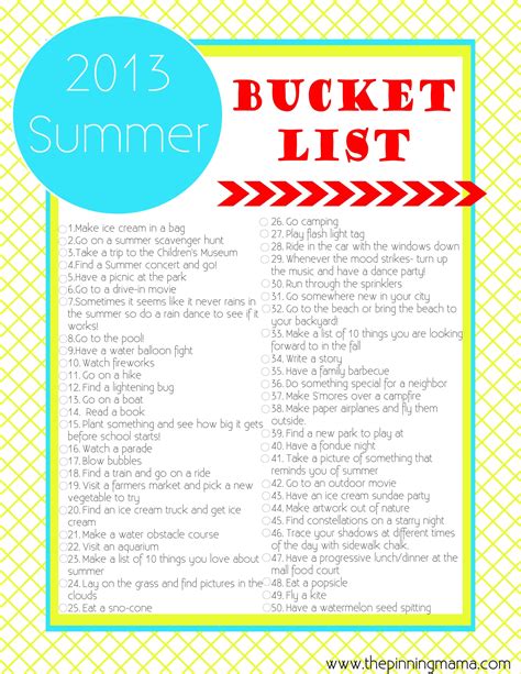 2014 Summer Bucket List 50 Ideas And Activities For Kids • The Pinning Mama