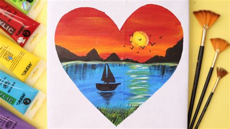 Easy Beautiful Heart Shape Acrylic Painting For Beginners Step By Step