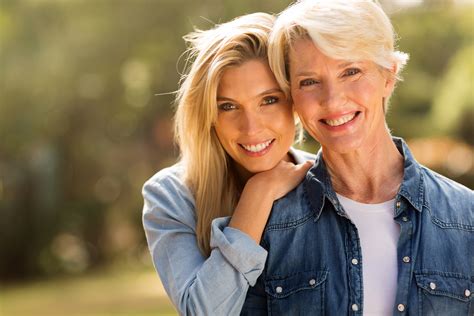 Two Generations Mature Mother And Daughter Hugging Stock Image Image