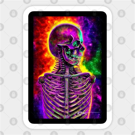 Psychedelic Skeleton Shroom Trip 8 Lsd Sticker Teepublic