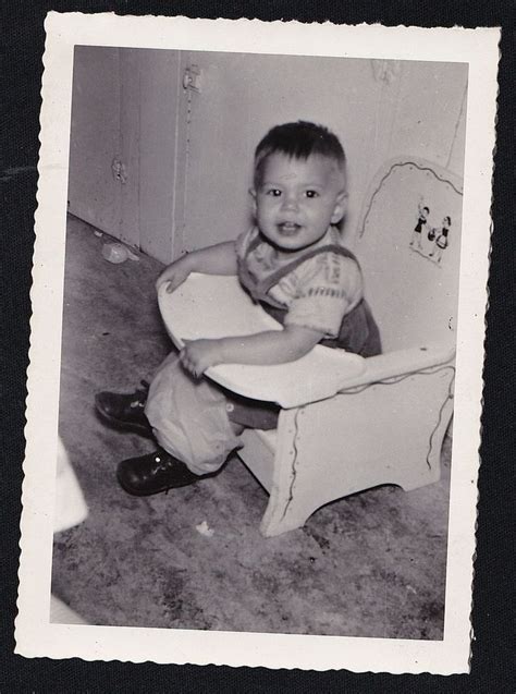 Old Vintage Antique Photograph Adorable Little Baby Sitting On Potty