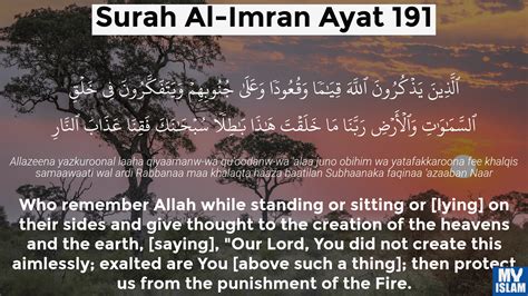 Surah Al Imran Ayat 191 3191 Quran With Tafsir My Islam
