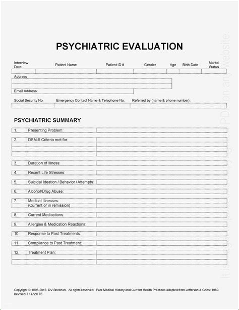 Psychiatry Interview Template
