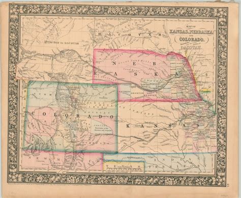 Map Of Kansas Nebraska And Colorado Showing The Southern Portion Of Dakota Curtis Wright Maps