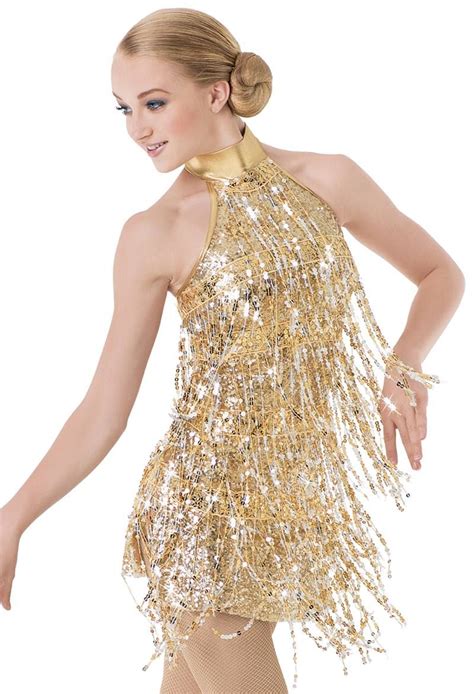halter sequin fringe flapper dress gold dance costume dance costumes dresses jazz dance costumes