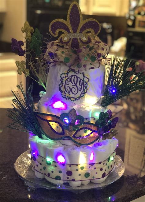 Mardi Gras Diaper Cake With Lights Diaper Cake Cake Mardi