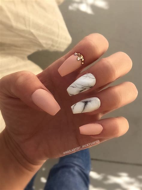 Marble Matte Marble Acrylic Nails Gel Nails Coffin Nails Designs