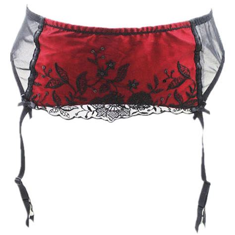 Female Garters Layered Black Red Embroidery Garters Belts Lace Metal