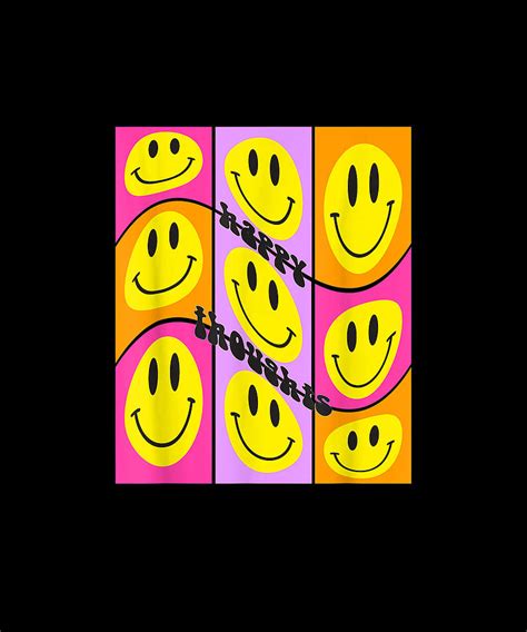 Happy Thoughts Psychedelic Smiles Groovy Retro Smiley Face Drawing By