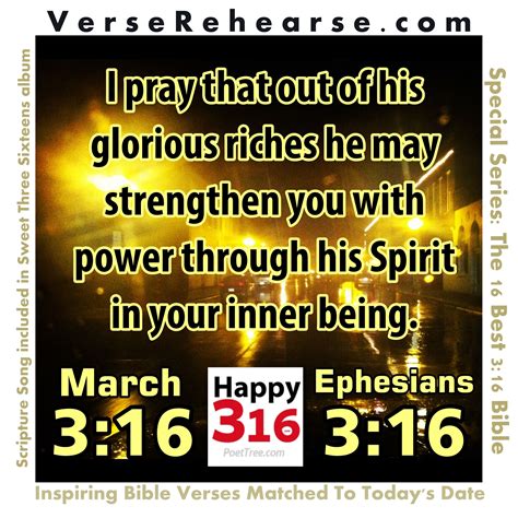 Happy 316 Day March 16th 316 Daily Bible Ephesians Strengthen