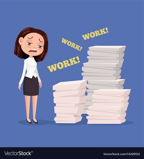 Tired Unhappy Office Worker Woman Character Vector Image