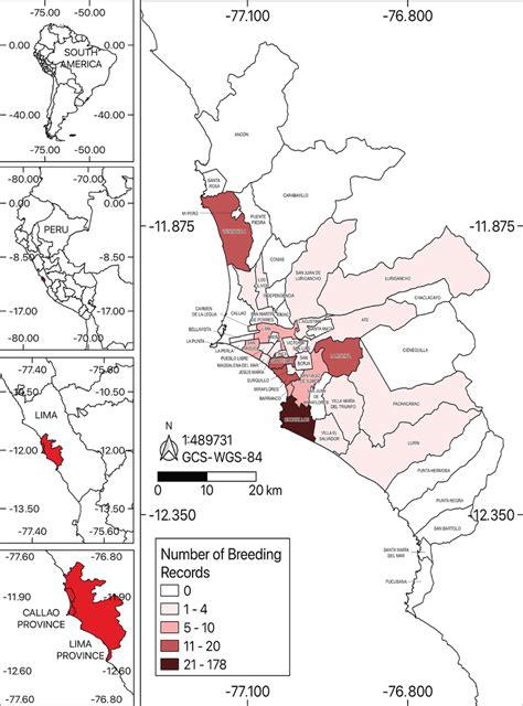 Map Of The Lima Metropolitan Area And The Density Of Breeding Records