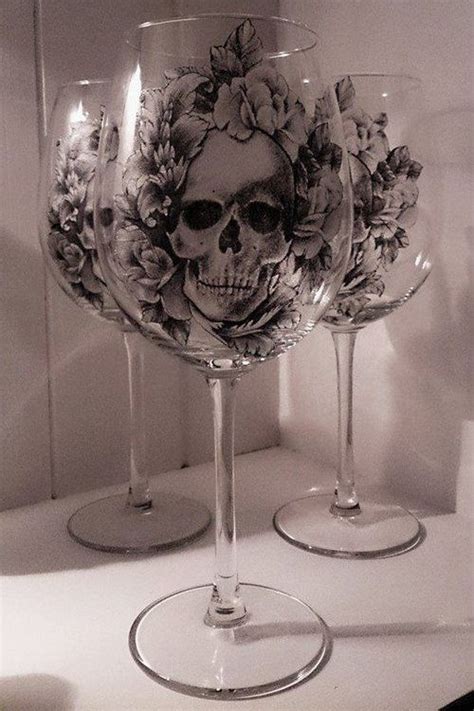 Colors of skull home decor are sometimes may differ from the picture due to lighting and monitor, but the final end products when delivered to customers are still as expected. Skull and Roses Gothic Wine Glass | Gothic home decor ...