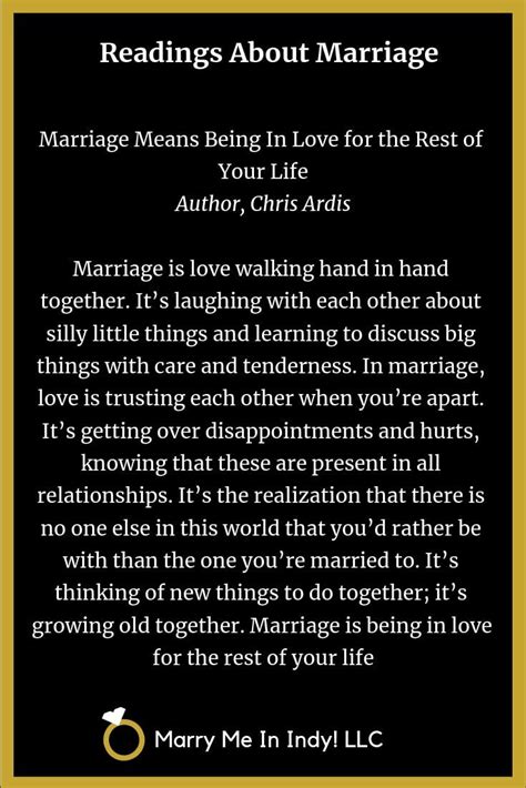 Wedding Readings About Marriage Marriage Means Being In Love For The