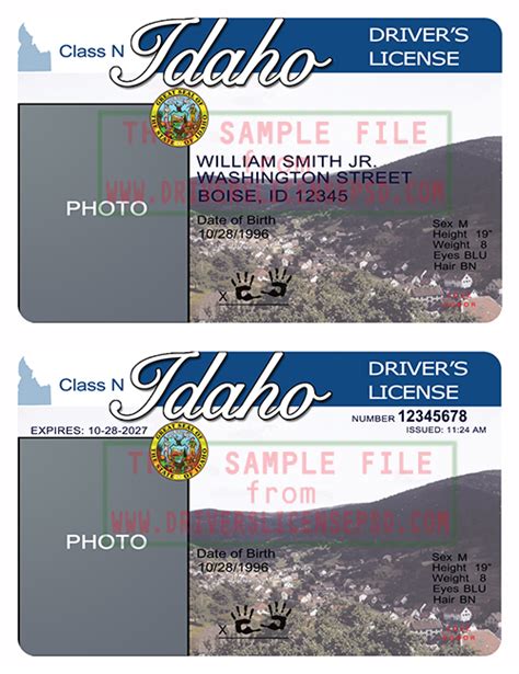 Us Idaho Drivers License Psd Free Download Download Us Idaho Drivers