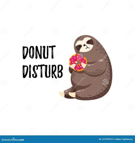 Fat Sloth Eating A Slice Of Pepperoni Pizza Vector Illustration 137422560
