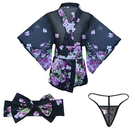 Sexy Japanese Kimono Dress Yukata Pajamas For Women Cosplay Maid Underwear Sleepwear Japan