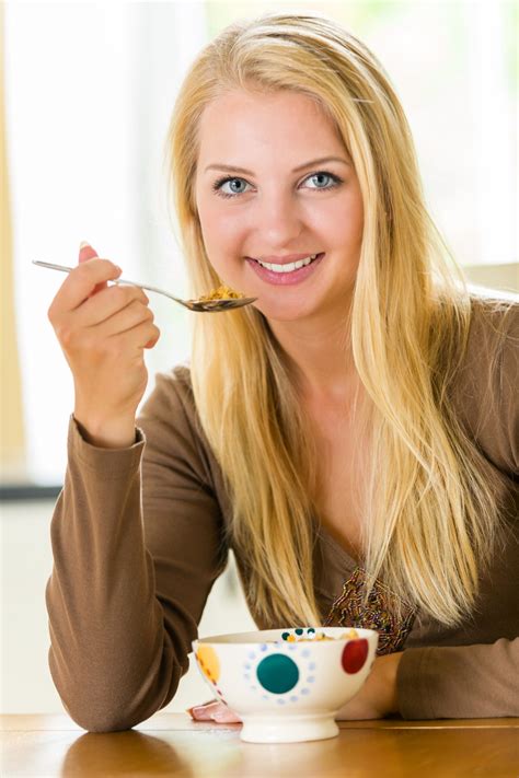 Woman Eating Cereals Free Stock Photo Public Domain Pictures