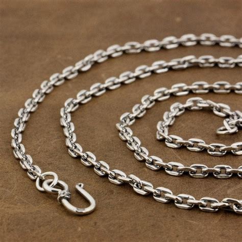 Long Sterling Silver Cable Chain Necklace For Men 4mm Etsy Australia