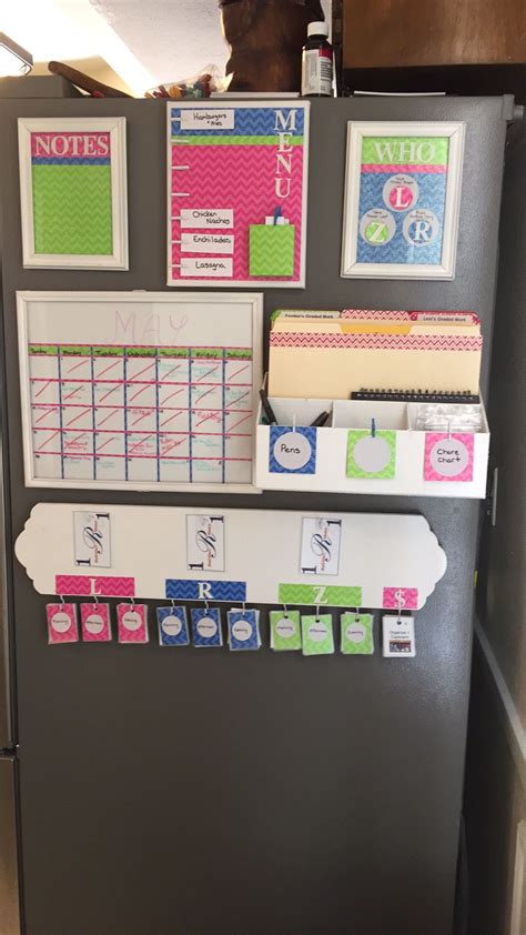 Fridge Command Center With Menu And Chore Charts Back To School