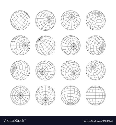 Earth Grid Globe 3d Sphere Isolated Set On White Vector Image