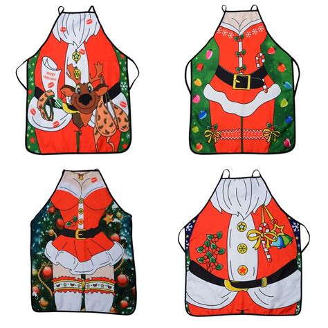 Buy New Year Creative Cute Christmas Apron Cartoon Santa Claus Deers Design