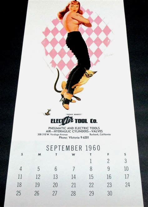 Bill Randall September 1960 Pinup Calendar Page Fringe Benefit Ebay