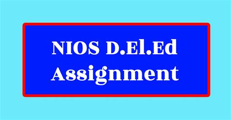 Nios Deled Assignment 506 507 508 Hindi Pdf Download