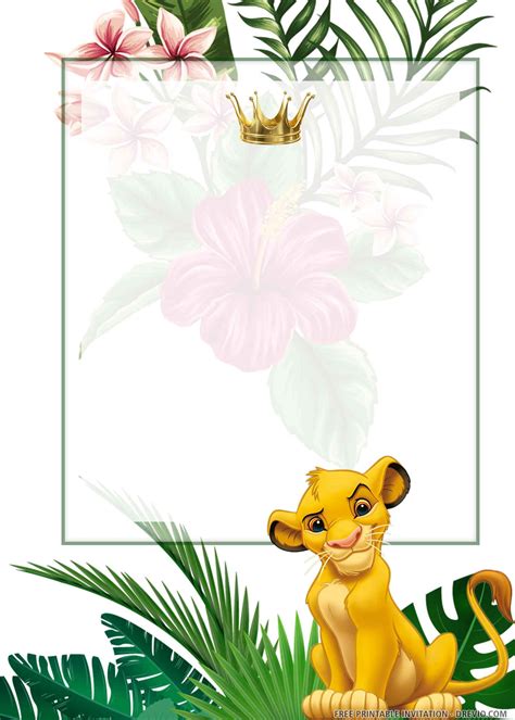 Free Printable Simba Lion King Birthday Invitation Templates
