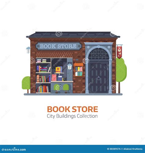 Old Book Shop Building Facade Stock Vector Illustration Of Case