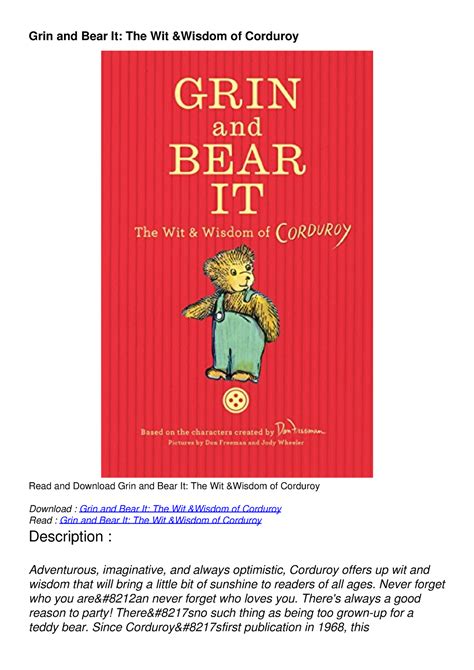 Read Pdf Grin And Bear It The Wit Wisdom Of Corduroy Grin And Bear