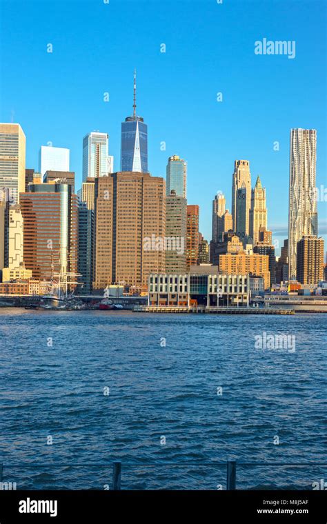 Downtown Skyline East River Manhattan New York City Usa Stock Photo Alamy