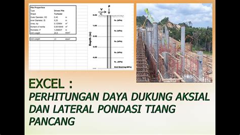 EXCEL PERHITUNGAN DAYA DUKUNG AKSIAL DAN LATERAL PONDASI TIANG PANCANG YouTube