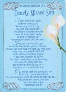 Grave Card Loving Memory Of A Dearly Missed Son Sentimental Poem Verse Memorial Ebay